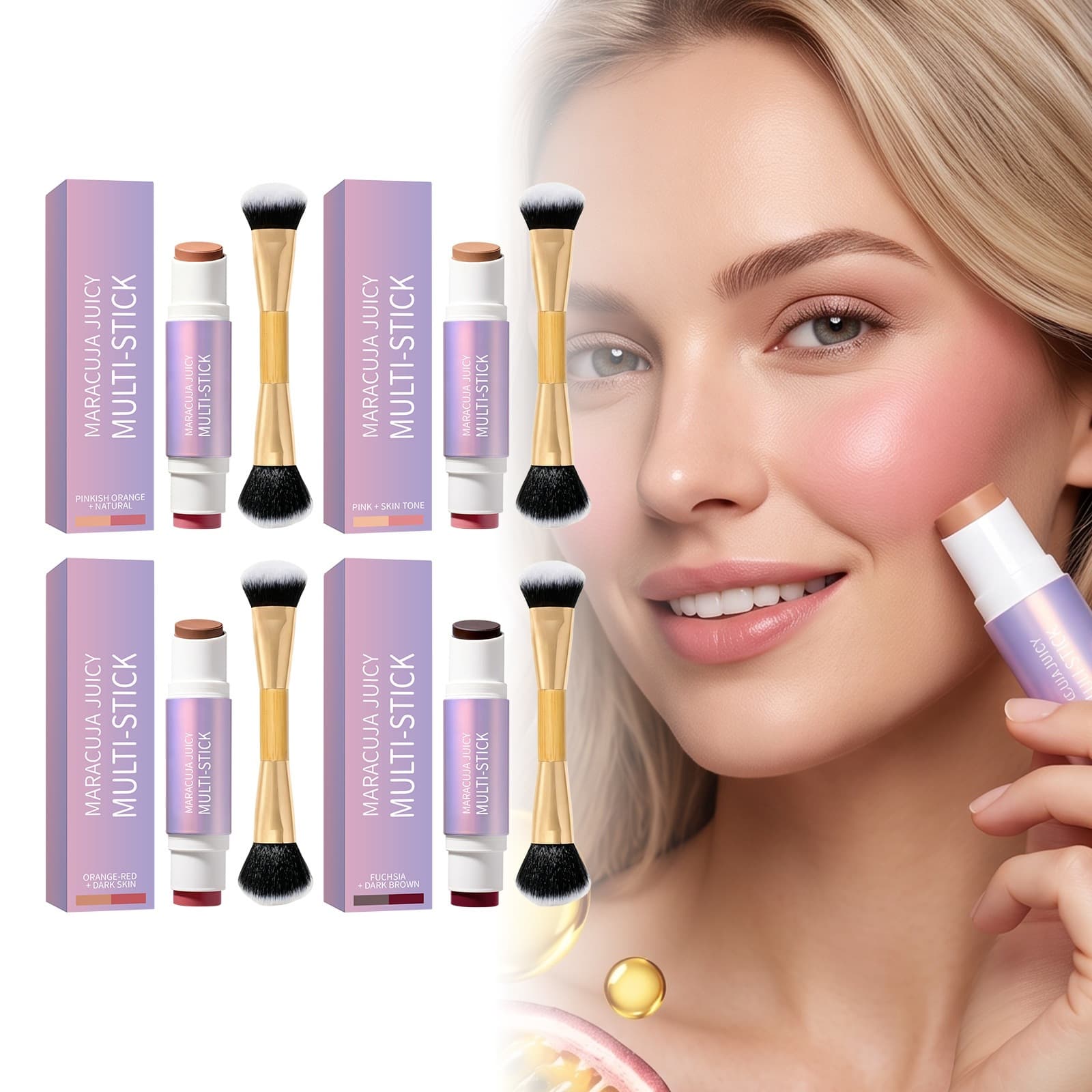 Multi-effect moisturizing blush and contouring stick series, blending and smoothing cheek contouring and brightening dual-use daily makeup stick