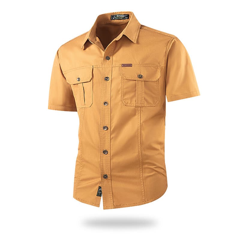 2026 Summer Military Short Sleeve Shirt Men Workwear Cotton Work Shirt Outdoor Loose Fit Men's Shirt Wrinkle Free