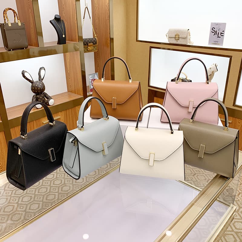 2023 New Women's Handbag Solid Color Tote Bag Versatile Palm Grain Kelly Bag Women's Commute Shoulder Crossbody Bag