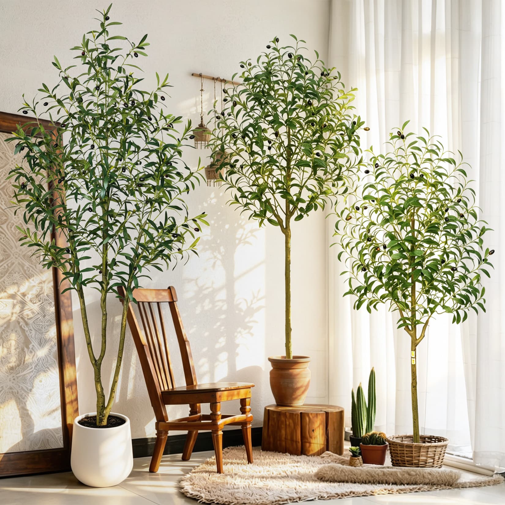 Cross-border Simulation Olive Tree Potted Plant, Disassembled Artificial Green Plant Bonsai, Foreign Trade Home Living Room Decorative Artificial Tree Ornament
