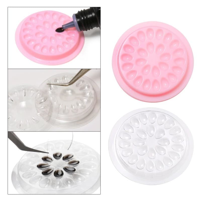 PVC Eyelash Extension Glue Tray Flower Pattern Beauty Lash Drip Glue Tray Eyelash Planting Tool Cosmetic Beauty Tool