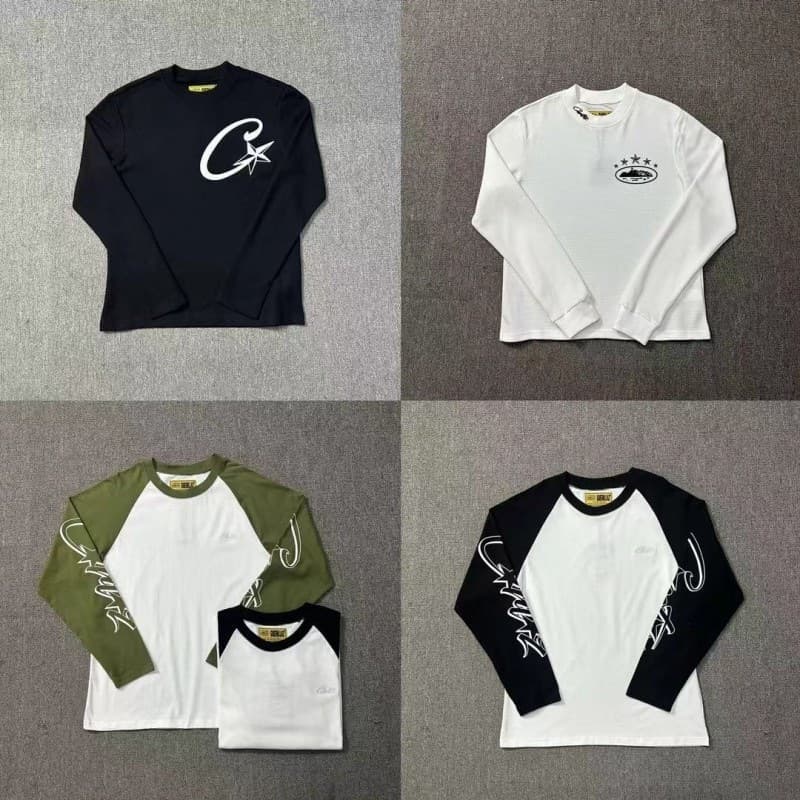 Niche Streetwear Devil's Island Classic Long-Sleeve T-Shirt, Loose Casual Round Neck Couple's Five-Star Waffle Knit Long Sleeve for Men
