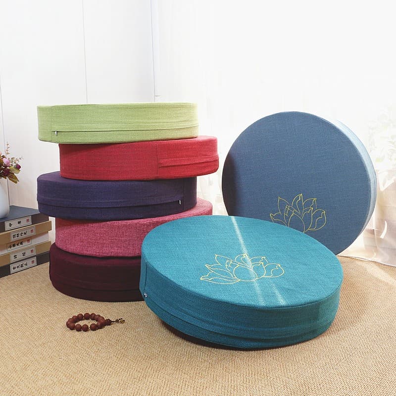 Japanese Tatami Mat Futon Cushion Thick Seat Cushion Removable Washable Tea Ceremony Bay Window Round Meditation Cushion Zen Kneeling Mat