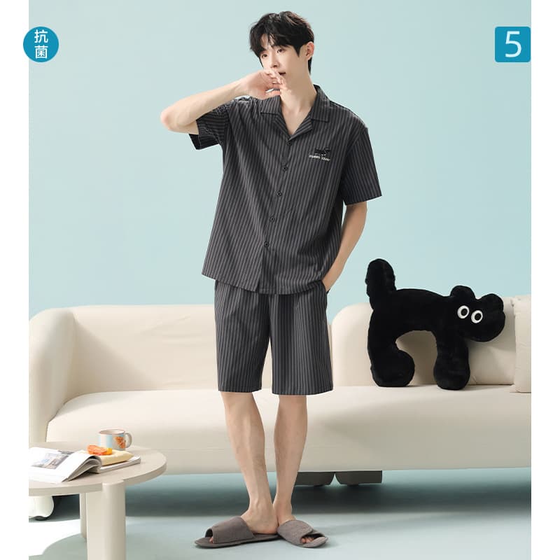 [Antibacterial Xinjiang Cotton] Spring/Summer Men's Pure Cotton Short Sleeve Pajamas, Thin Cotton Casual Homewear