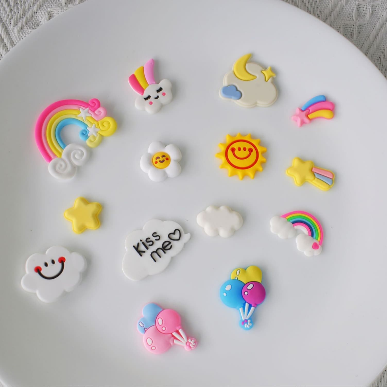 Soft Glue Sky Series Rainbow White Cloud Sun Accessories Mobile Phone Case DIY Material Children Cartoon Hair Accessories