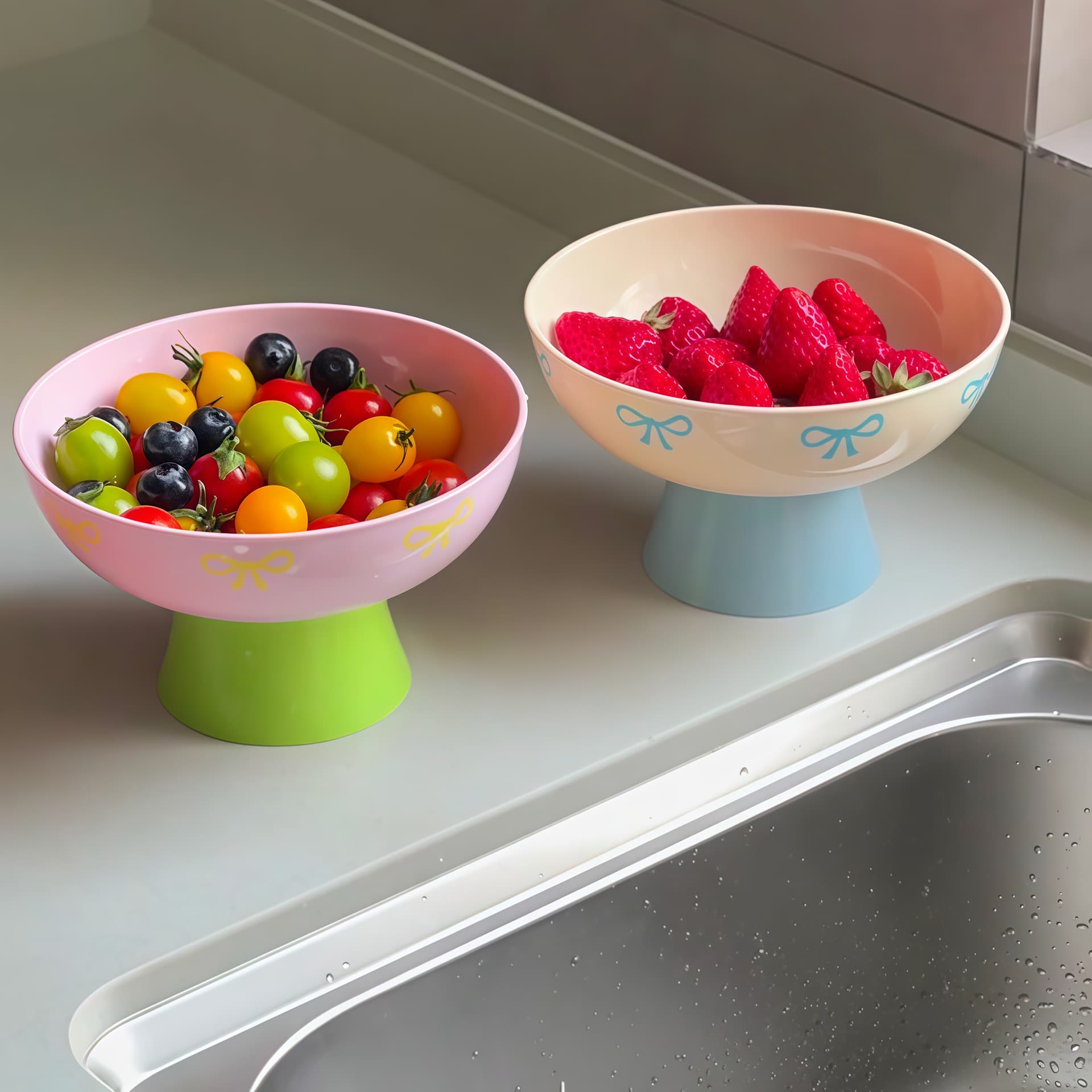 【100 Packages for New Home】Butterfly Fruit Plate Cute Dopamine Drain Basket Kitchen Storage Basket