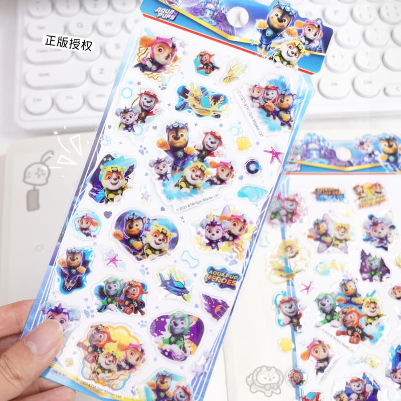 Kids Cartoon Anime Dog Paw Patrol Crystal Epoxy Stickers Genuine Paw Patrol The Movie Stickers for Boys