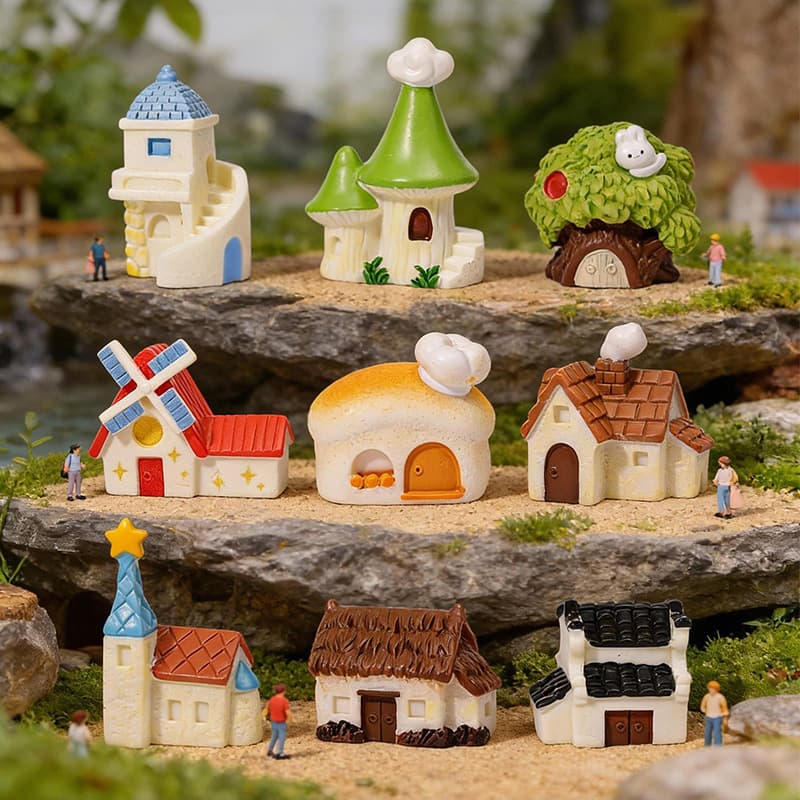 Micro landscape moss creative windmill castle cute garden landscaping diy decoration doll house desktop small ornaments