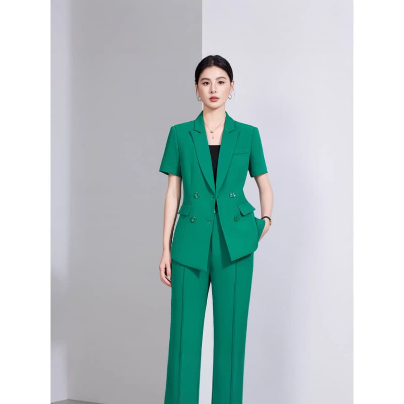 Summer short-sleeved double-breasted small suit collar jacket women's pants skirt two-piece suit cross-border business attire women's suit