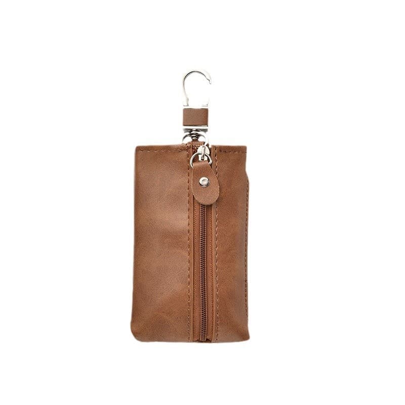 Men's Leather Door Key Case Car Key Holder Multifunctional Ultra-Thin Home Key Wallet Card Holder 2-in-1 Small
