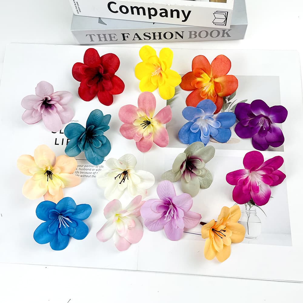 Artificial Orchid Flower, Phalaenopsis Flower Head for Hotel Restaurant Decoration, Small Ornament, Wrist Corsage Flower Head