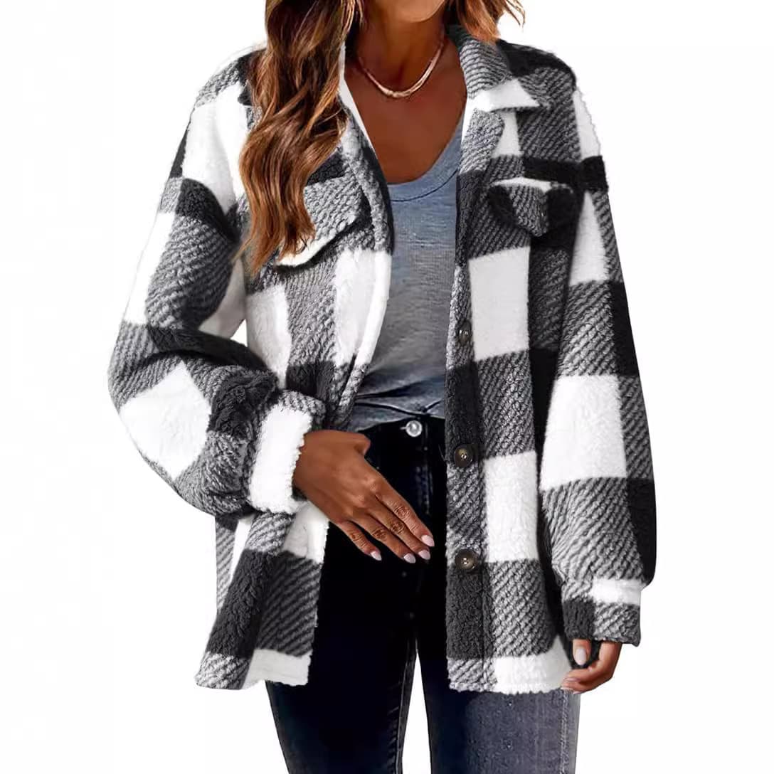 Cross-Border Women's Fashion 2026 New Arrival Amazon Autumn/Winter Pocket Plush Fleece Jacket Button Wool Coat