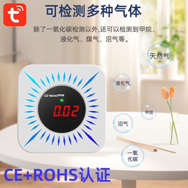Graffiti WiFi Zigbee Gas Carbon Monoxide Composite Alarm Gas Sensor CO Alarm Smart