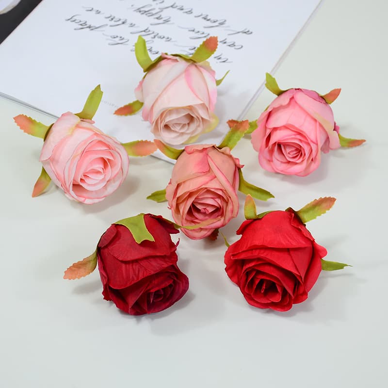 Artificial Rose Flower Handmade DIY Material Hairpin Headpiece Hat Flower Making Wedding Floral Arrangement Oil Painting Rose Head