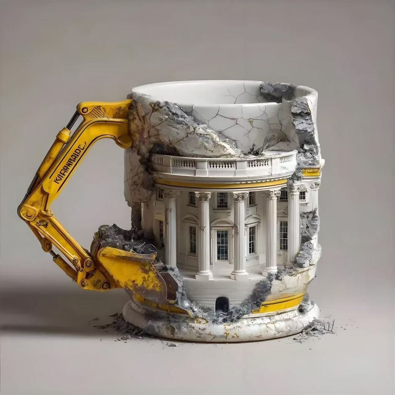 New Creative Trendy "White House Demolition" Mug Home Desktop Decoration American Minimalist Resin Christmas