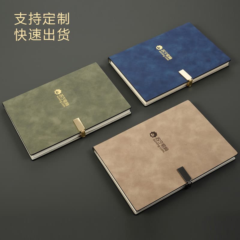 Premium Suede A5 Notebook Custom Business Office Faux Leather Notepad PU Notebook with Pen and USB Drive Set