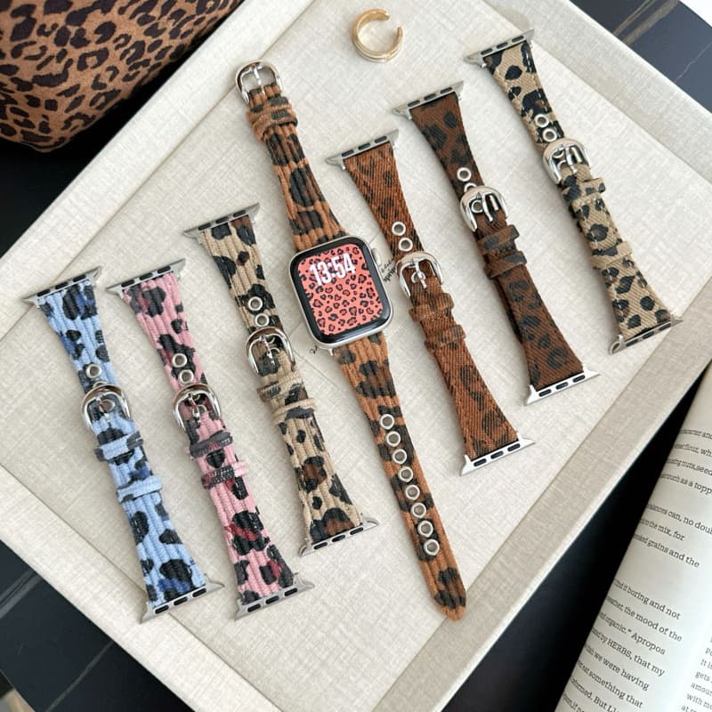 Leopard Corduroy Watch Band Compatible with Apple iWatch 2/3/4/5/6/7/8/9/S10 Watch Strap Apple Band