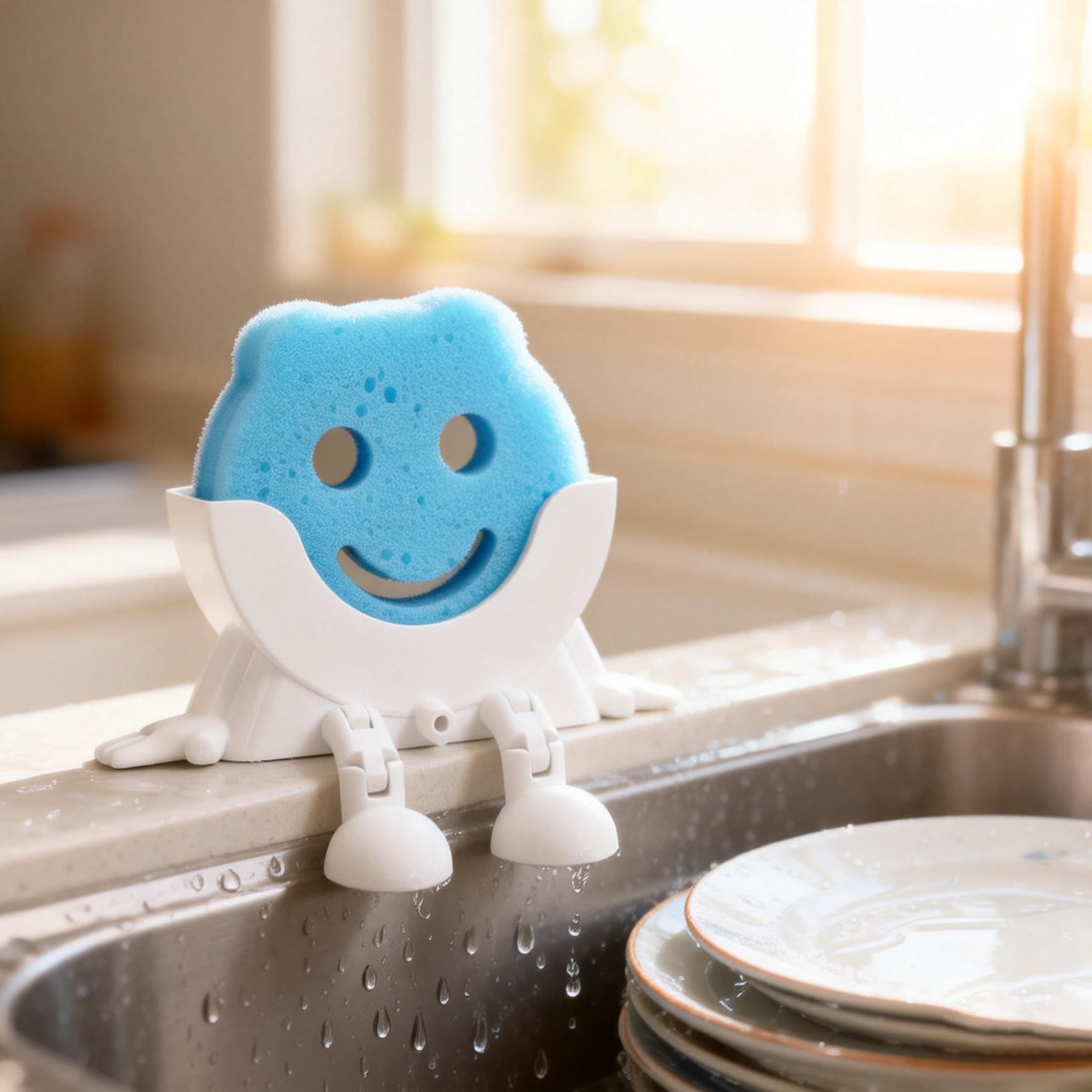 Cross-border new Scrub Peeing Drain Holder Smiley face dishwashing sponge holder drain rack