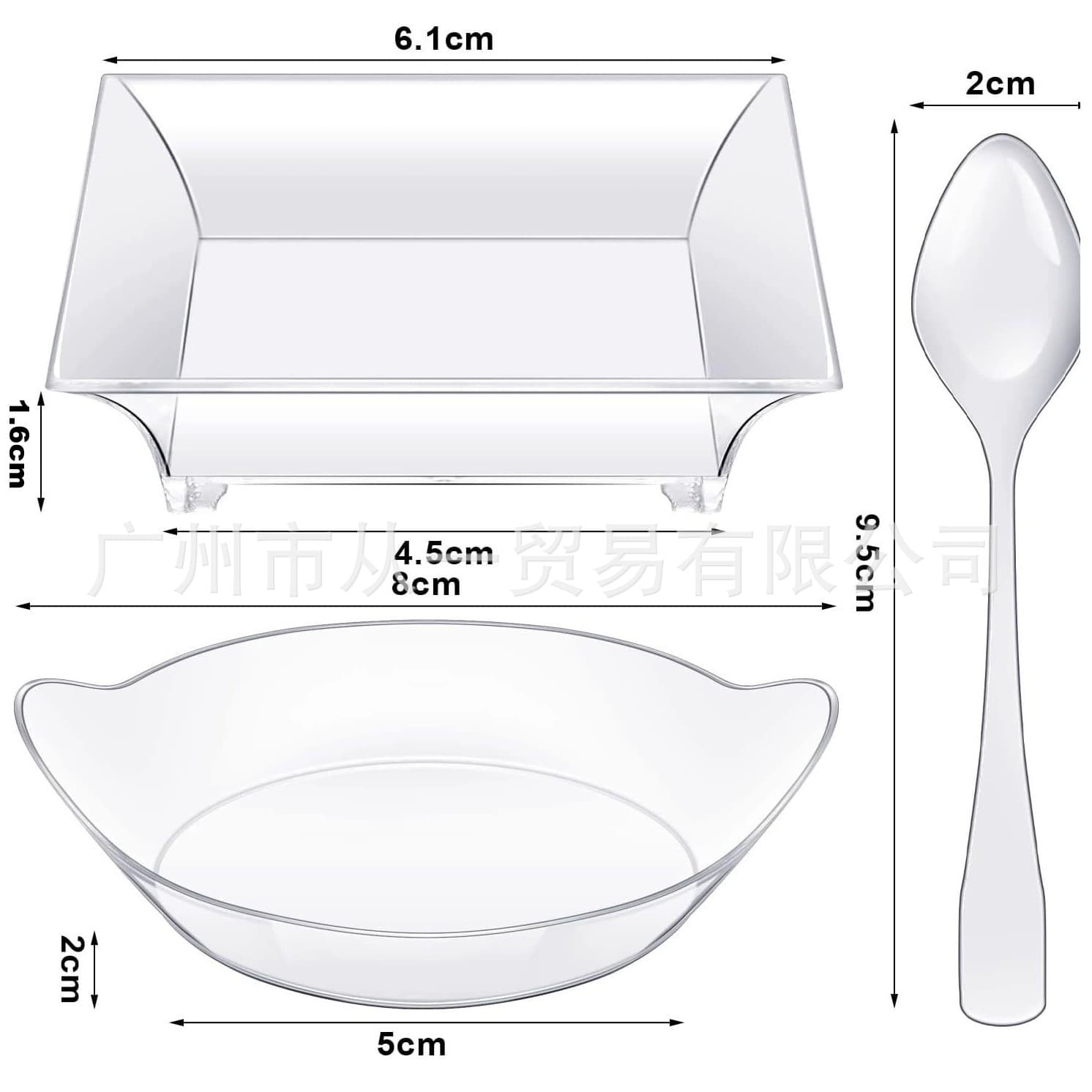 Amazon Best Seller Disposable Dessert Cup with Butterfly Spoon and Fork, Transparent Mousse Ice Cream PS Plastic, Factory Wholesale