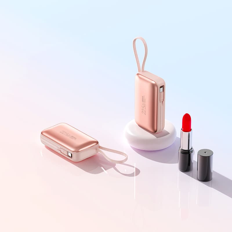 Cross-border Electroplated Capsule with Braided Cable PD Fast Charging 10000mAh 20000mAh Power Bank Ultra Portable Mobile Power Supply