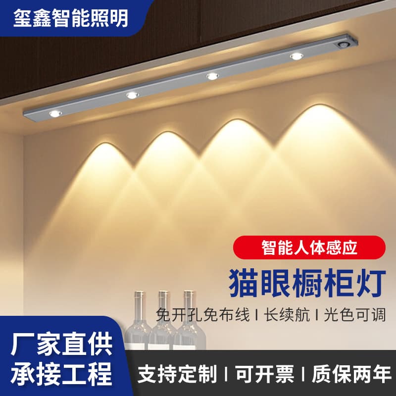Cabinet Light Night Light Cat Eye Motion Sensor Light Wave Light No-Wiring Light Strip Wardrobe Sensor Light Night Light