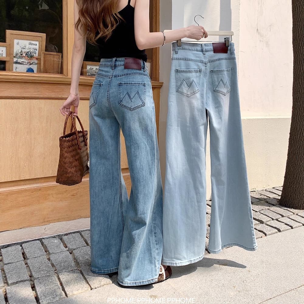Retro wide-leg bootcut jeans for women in spring and summer new style high-waisted stretchy loose non-leg-fitting flared floor-length trousers