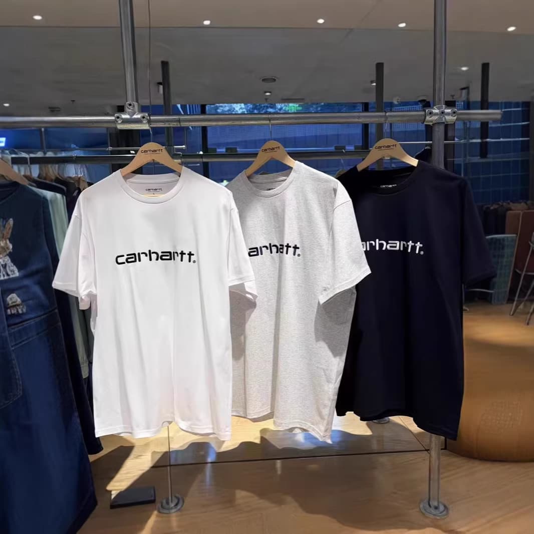 Complete Set of Tags, Carhartt Short-Sleeve 2026 New Spring/Summer Letter Embroidery T-Shirt, Heavyweight Trendy Unisex T-Shirt