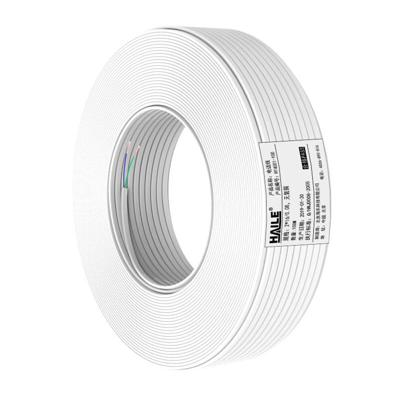 Haile Indoor Two-Core Telephone Cable 2-Core Multi-Strand Flat White Pure Copper Voice Soft Wire 100m HT4001-100