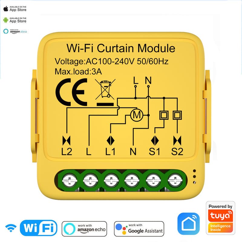 Graffiti curtain switch module, Zigbee/WIFI curtain switch, smart switch supporting Yandex/Google
