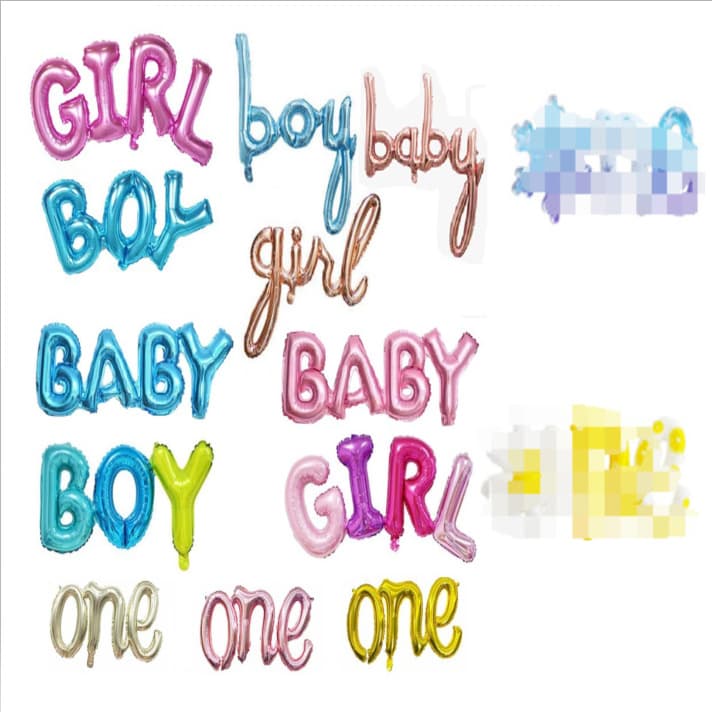 GIRL BOY BABY ONE Bodysuit Aluminum Foil Balloon Kids Birthday Party Decoration Setup