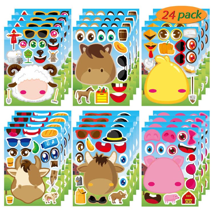 Cross-border Children's Farm Animal Stickers DIY Kids Craft Sticker Decoration Party Supplies Game Stickers