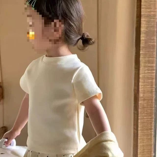 Dopamine Outfit Kids Short Sleeve Solid Color T-Shirt Girls Inner Top Baby Versatile Base Layer T0030A107