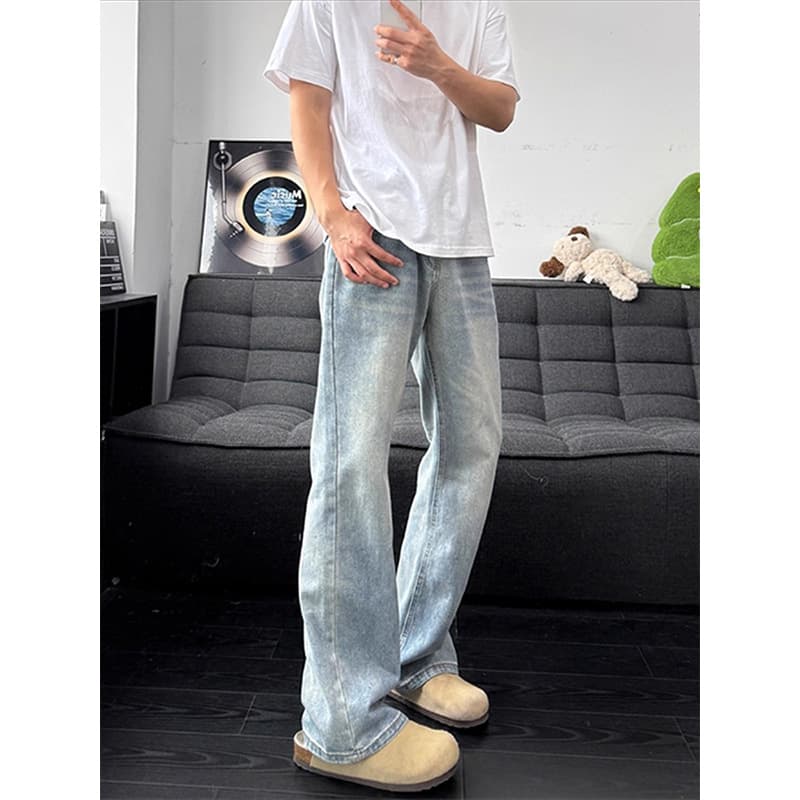 Retro bootcut jeans for men, spring and autumn new American high street pants, loose and versatile casual pants for men