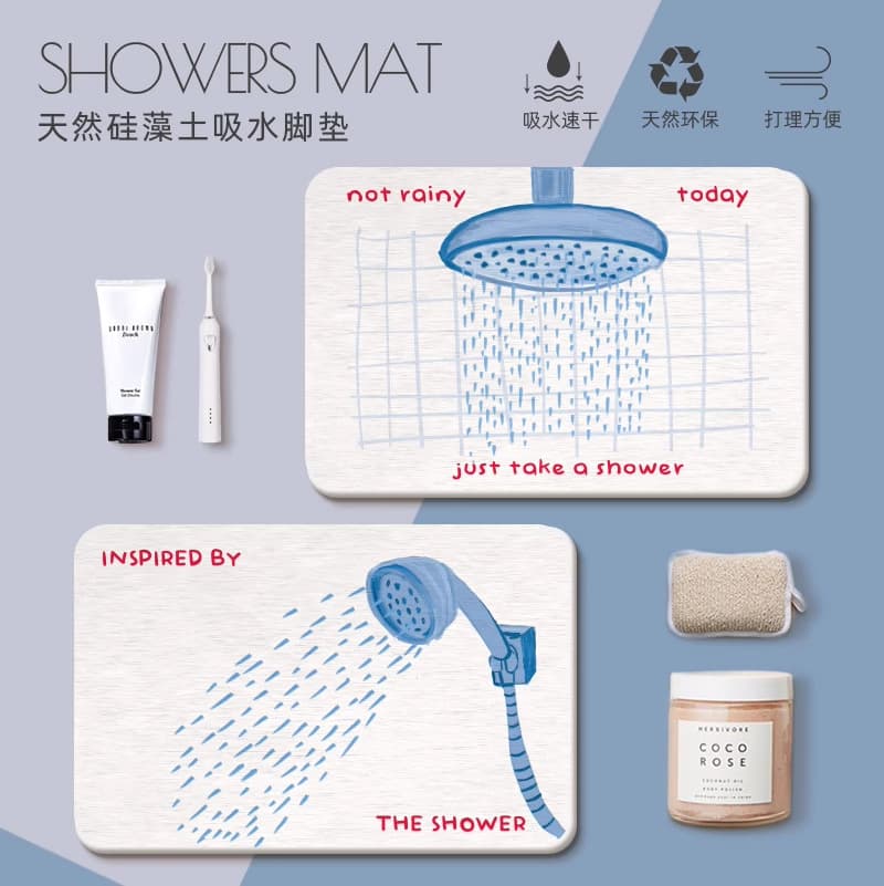 Bathroom Floor Mat, Absorbent Door Mat, Non-Slip Toilet Mat, Quick-Drying Hard Diatom Mud Foot Mat