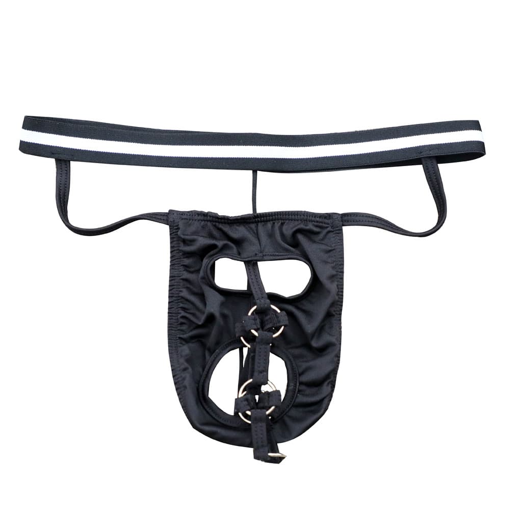 Tzy1443 Men's Sexy Underwear Briefs Wholesale Swimwear Material Double Opening Suspension Buckle Solid Ring Thong