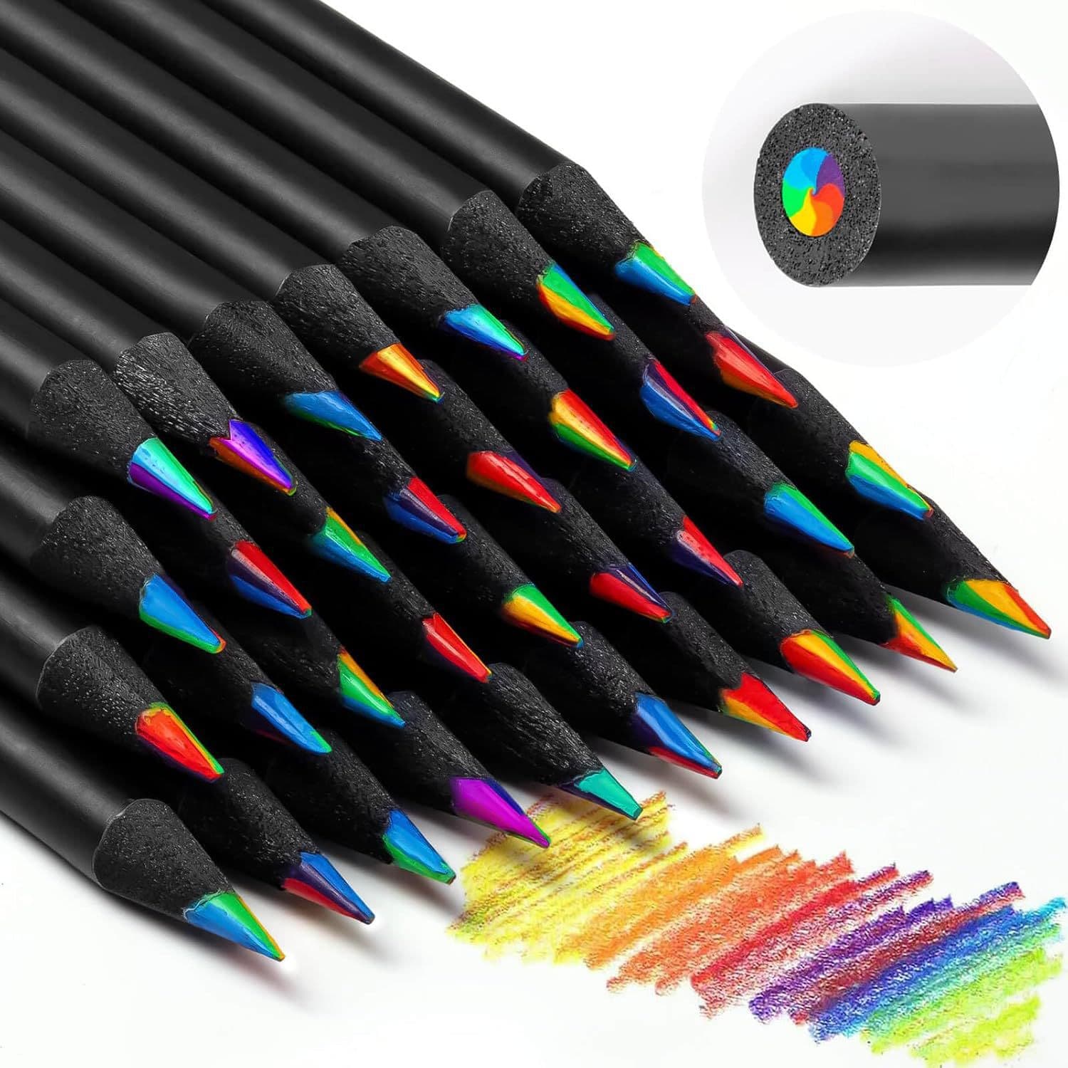 Seven-color rainbow pencil, one-stroke multi-color pencil, rainbow pen, gradient color mixing, DIY children's hand-painted colored pencils