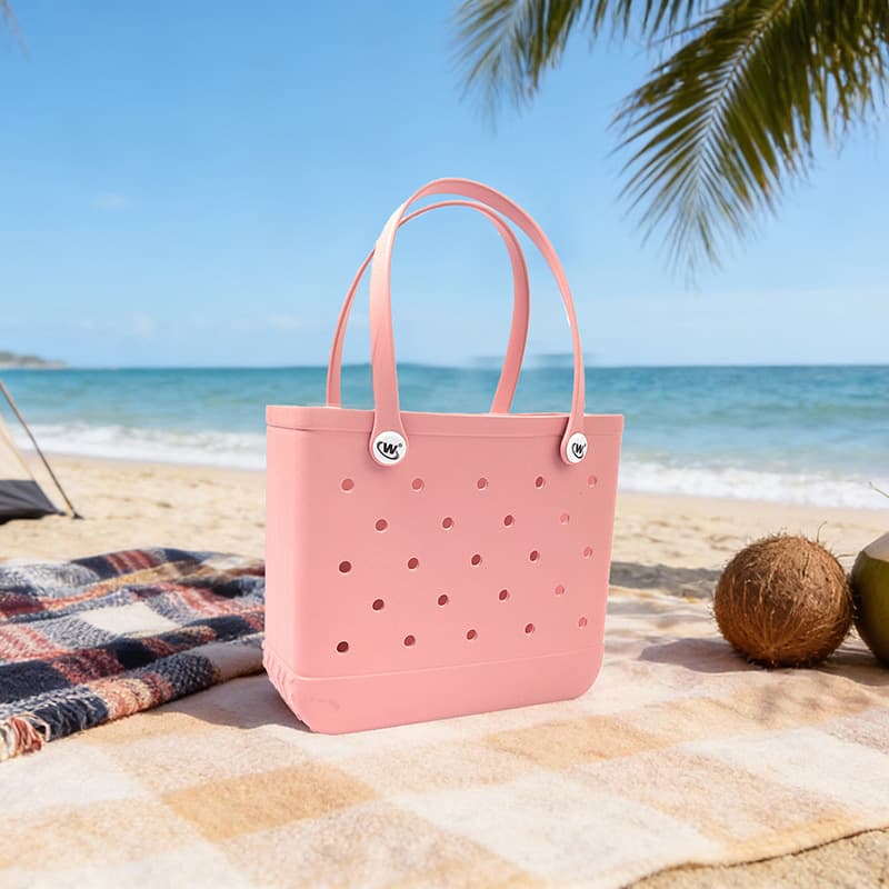 Trendy EVA Beach Bag for Women, Lightweight, Waterproof, Easy to Clean, Large Capacity Tote for Outdoor Travel Storage