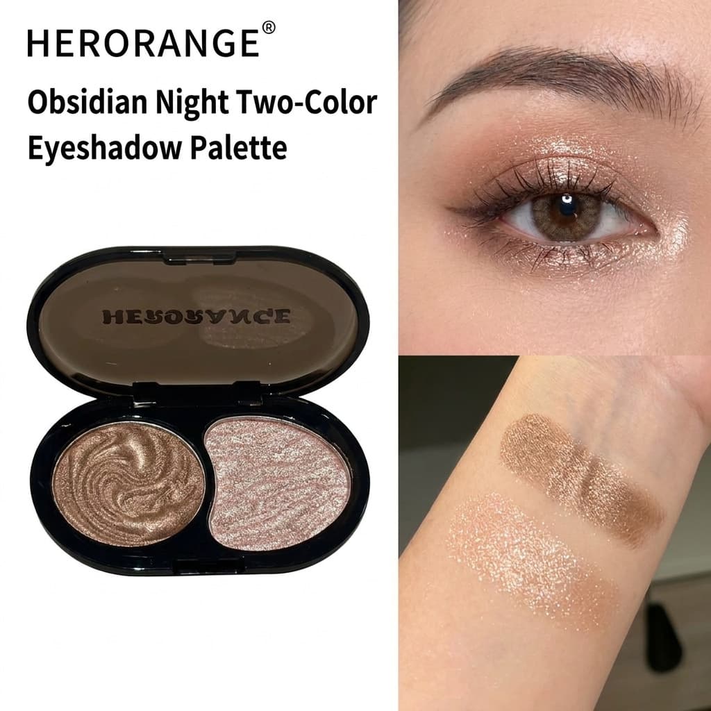 Obsidian Dark Night Dual-Color Eyeshadow Pearlescent Fine Shimmer Eyeshadow Brightening Multi-Use Palette Daily Commute Cross-Border Southeast Asia Makeup