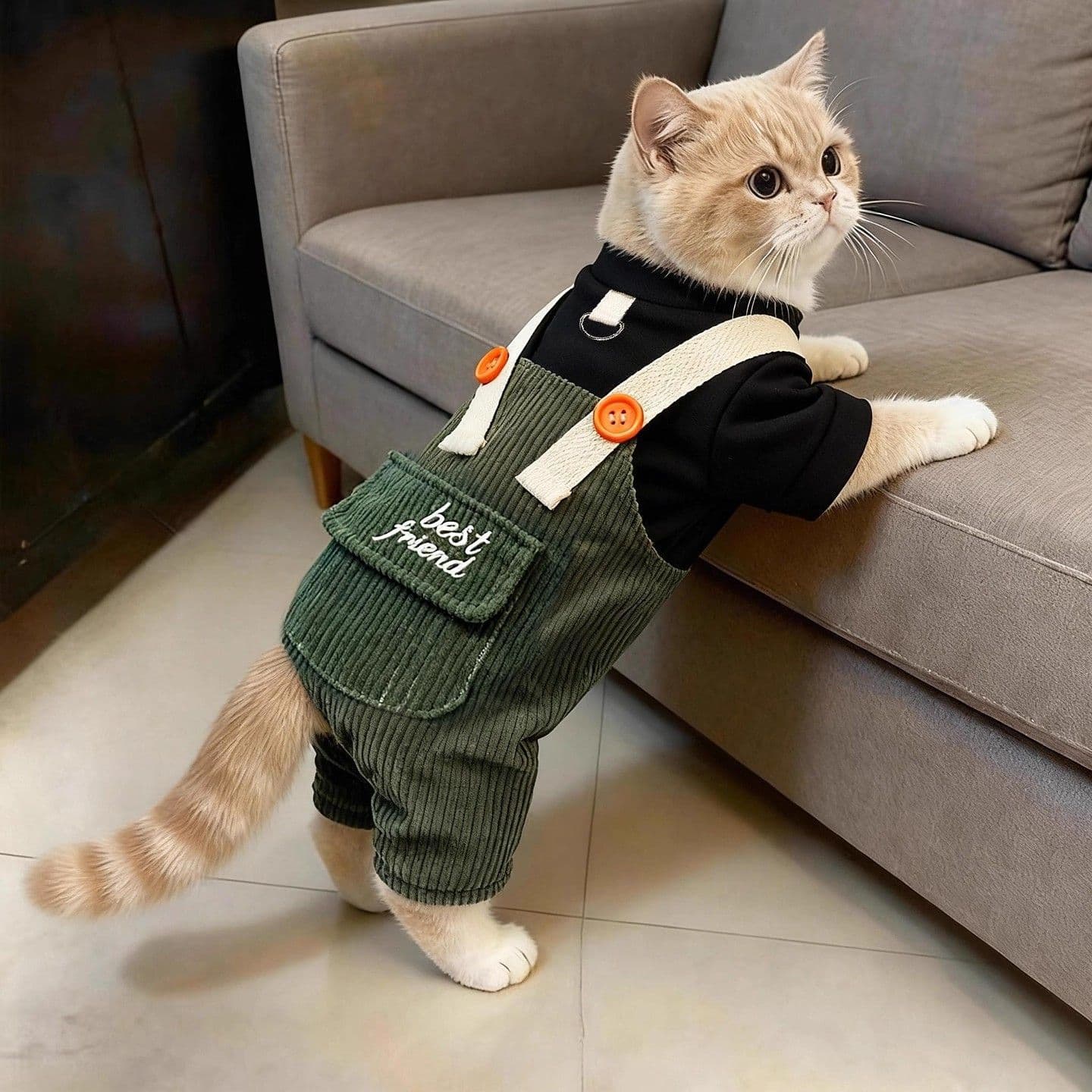 Cat clothes, spring and autumn work clothes, four-legged clothes, autumn and winter warm kitten British short gold gradient cloth doll kitten pet clothing