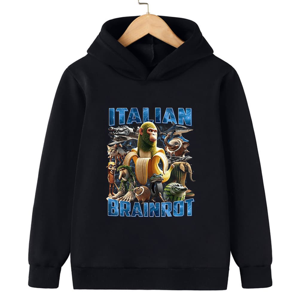 Tong Ge Short Sleeve Stickman Clothes Kids Sweatshirt Abstract Foreign Shan Hai Jing Long Sleeve Boys Autumn Winter Fleece