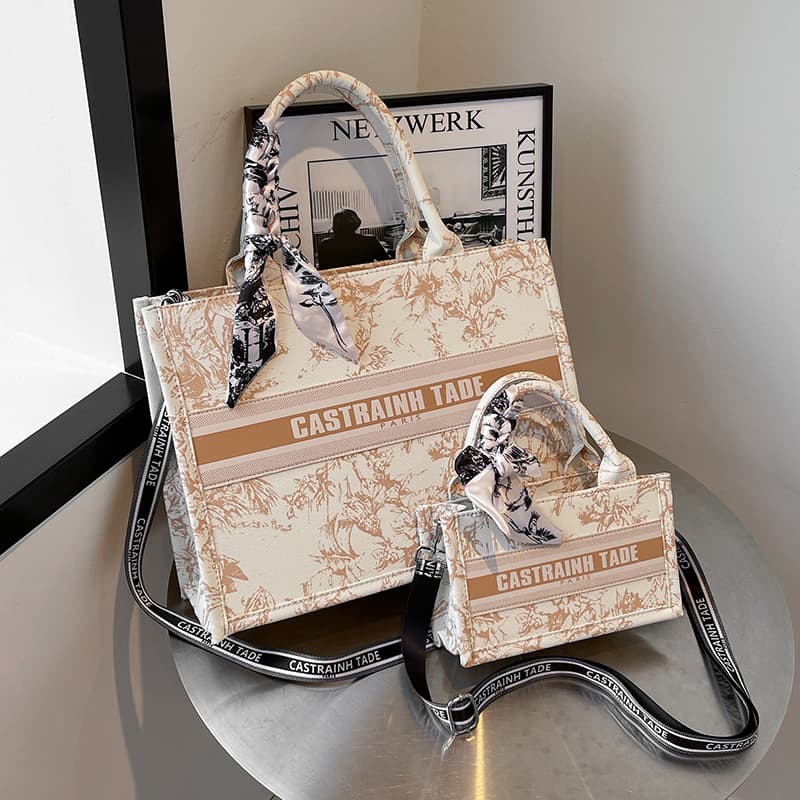 Cross-border foreign trade portable tote bag for women, new letter printed shoulder bag, stylish and versatile casual crossbody bag