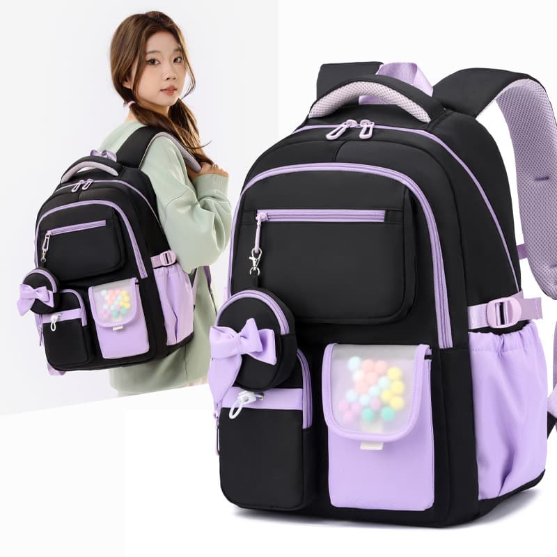 Cross-border new primary school student schoolbag, high-looking backpack, simple bag, factory three-piece set, backpack, meal bag, pencil case