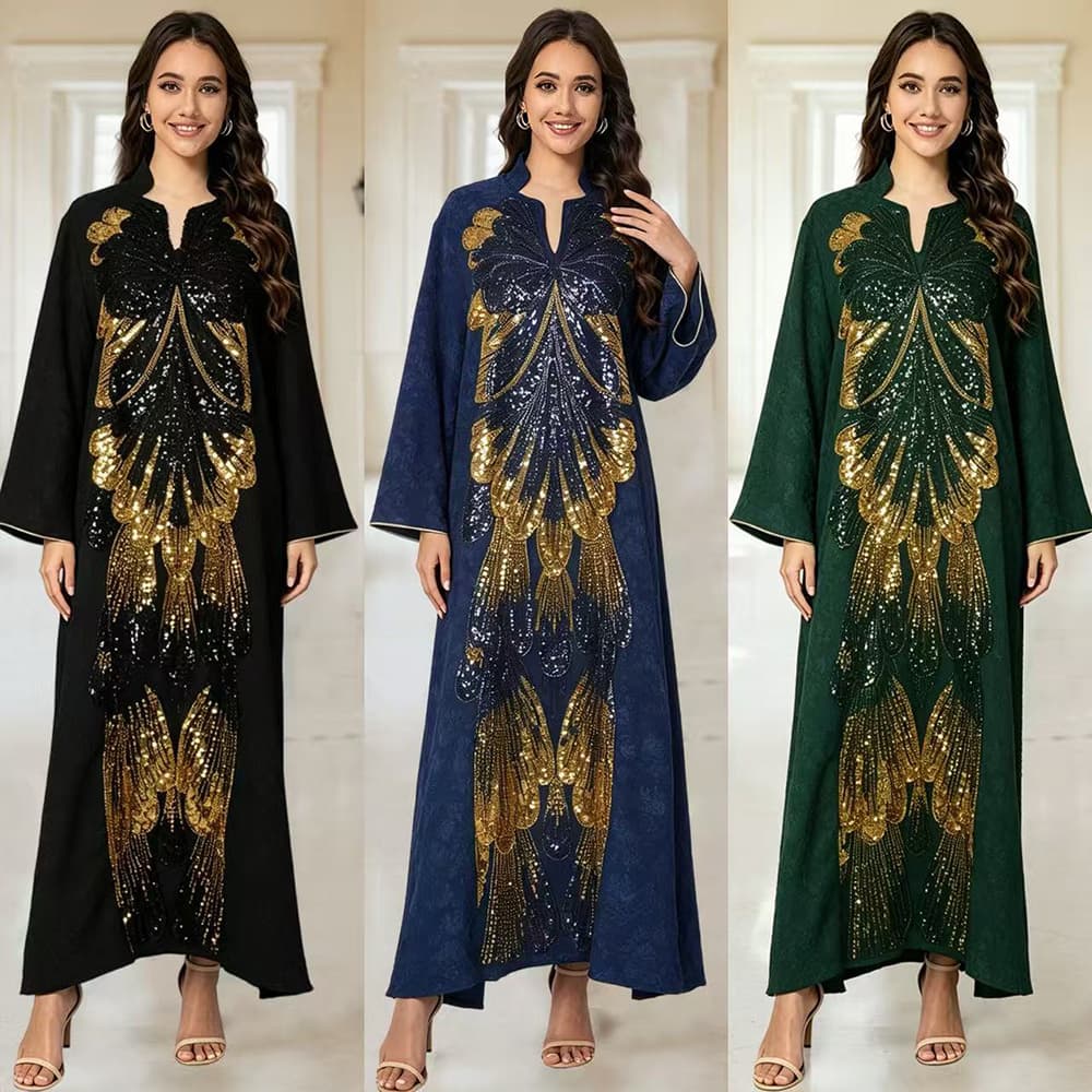 MT569 Cross-border Trade New Heavy-duty Beaded Sequin Embroidery Butterfly Elegant Women's Party Dress