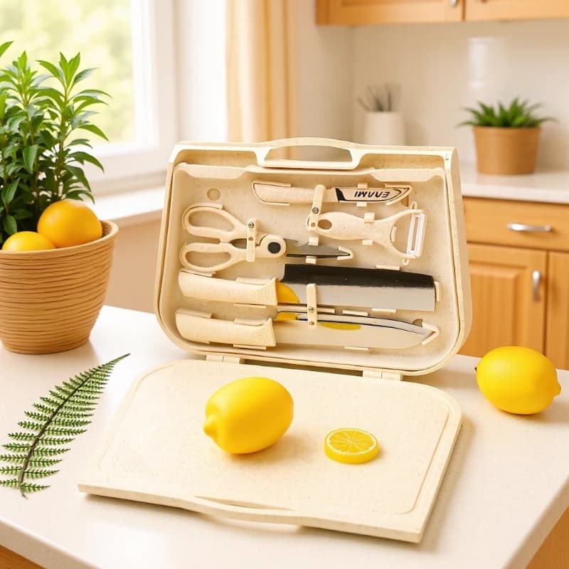 Outdoor eight-piece set portable kitchen knife fruit knife cutting board camping picnic camping storage knife