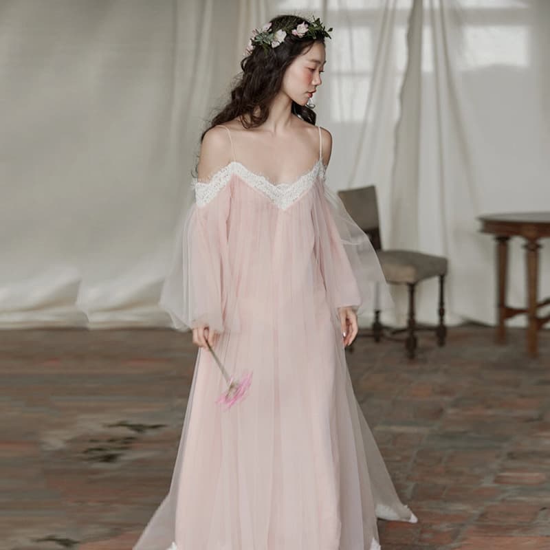 New Chinese Style Suspender Morning Shoot Light Wedding Dress Bride Vintage Niche One-Shoulder Morning Gown Pink Engagement Dress