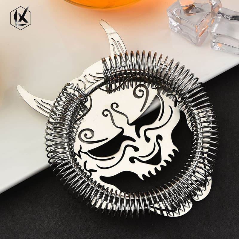 304 stainless steel ice strainer creative bartending tool filter cocktail devil head skull ice separator