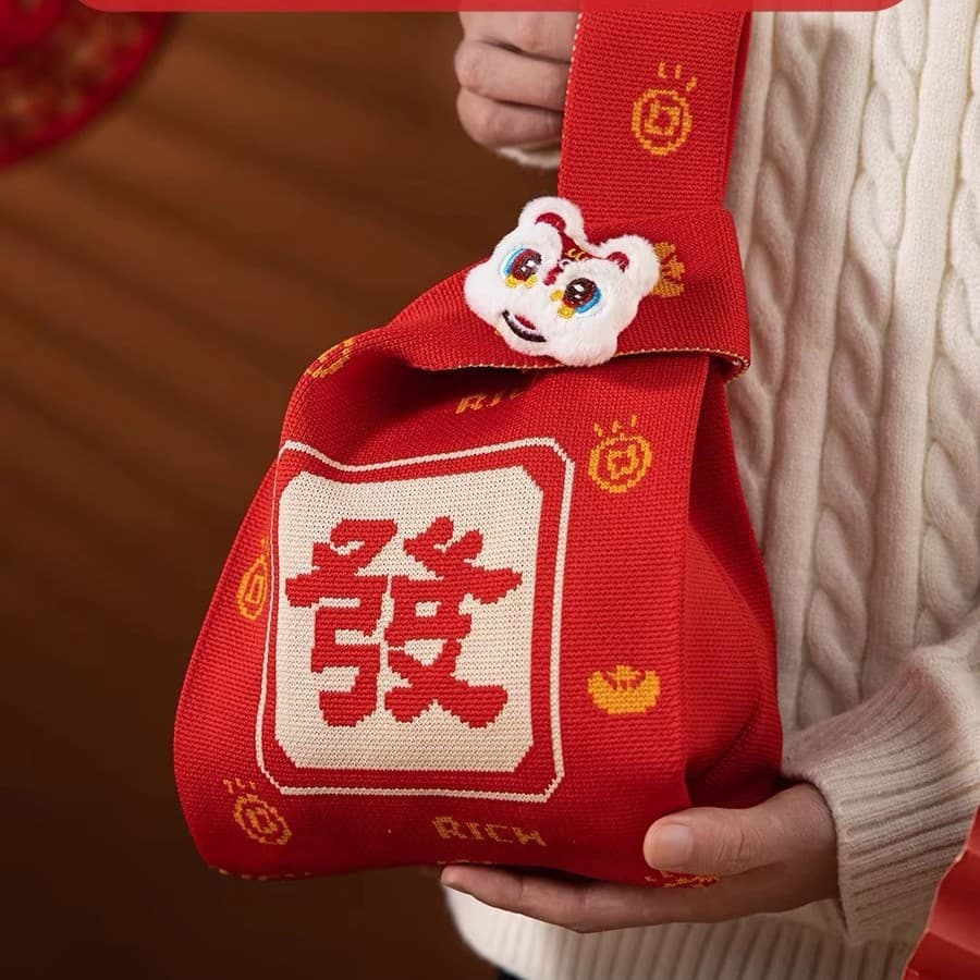Knit Bag Snake Year Handbag, Spring Festival New Year Gift Bag, Single Shoulder Bag, Christmas Gift Bag, Trendy Woven Bag, Fashionable Versatile