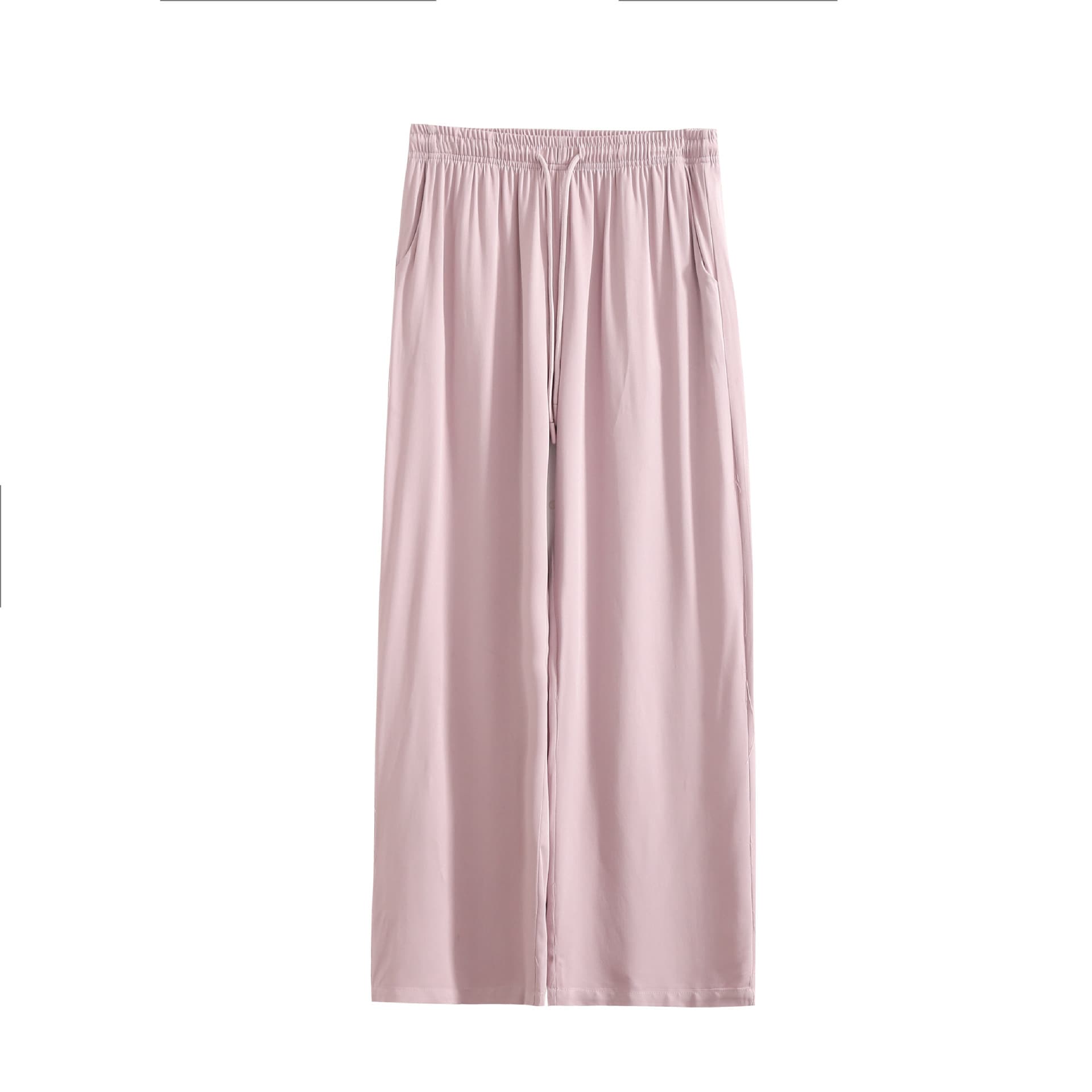 Women's Summer Twill Cotton Wide Leg Pants with Double Pockets, Thin Vintage Solid Color Plus Size Loose Casual Straight Leg Pants