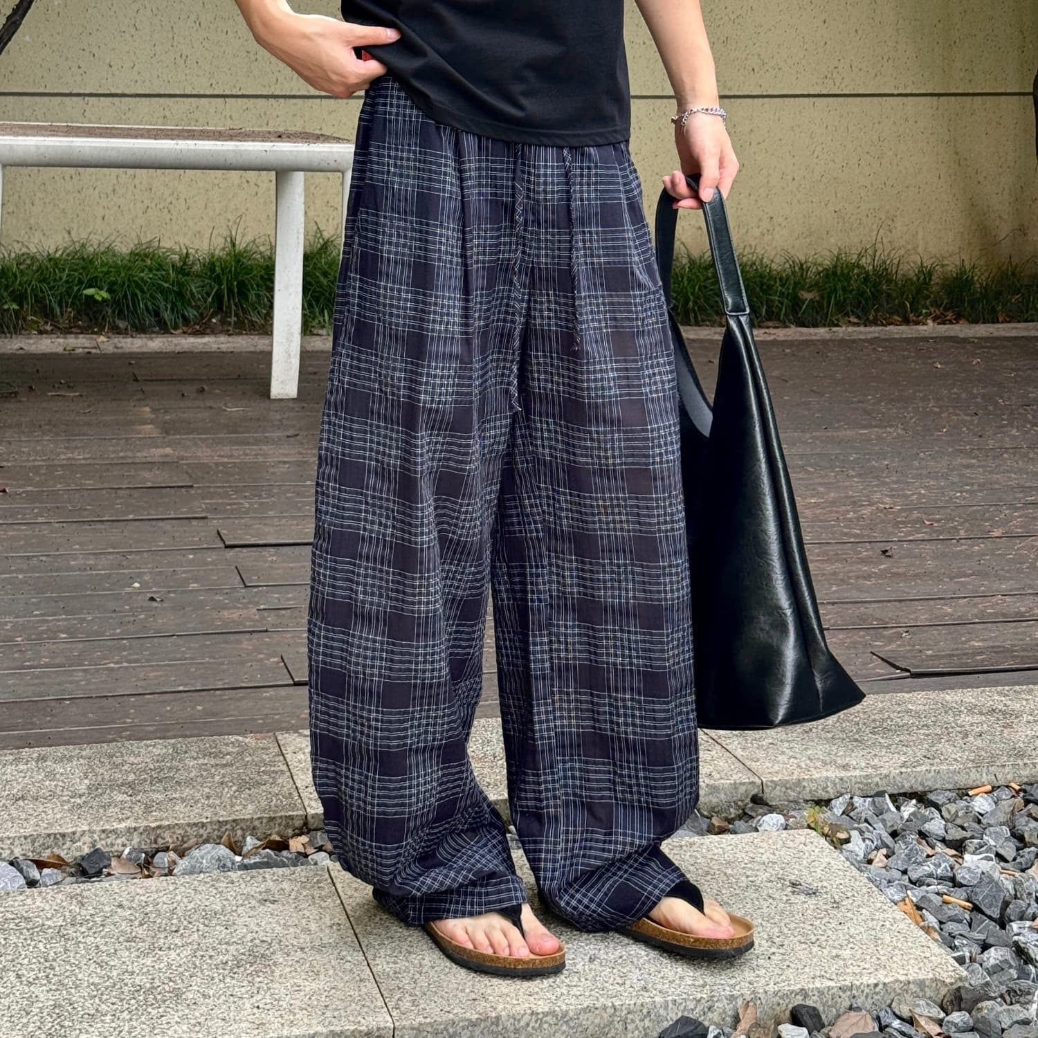 Pants Men's Pants Summer Cool Casual Pants Seersucker Plaid Pants Thin Scimitar Pants Couples Casual All-Match Pants
