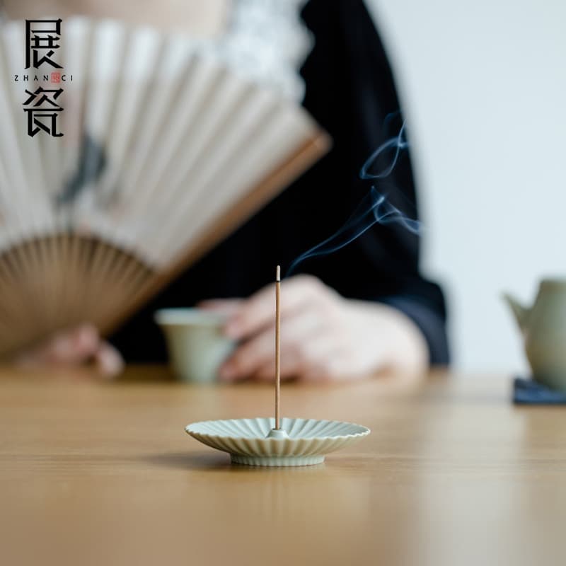 Zhanci Songqing Ceramic Japanese-style Home Incense Holder Incense Burner Incense Stick Tray Wabi-sabi Desktop Decoration Incense Accessories